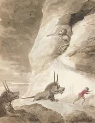 Monstruos persiguiendo a un hombre